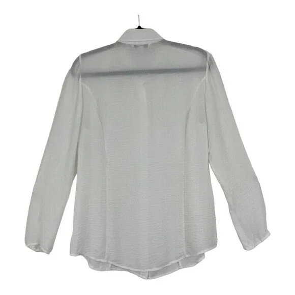 Cabi Medium White Long Sleeve Blouse Runaway Cut-Out Sleeves Style 589 - Picture 2 of 3